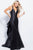 Jovani - Crystal Embellished Deep V-neck Mermaid Dress JVN58094 in Black