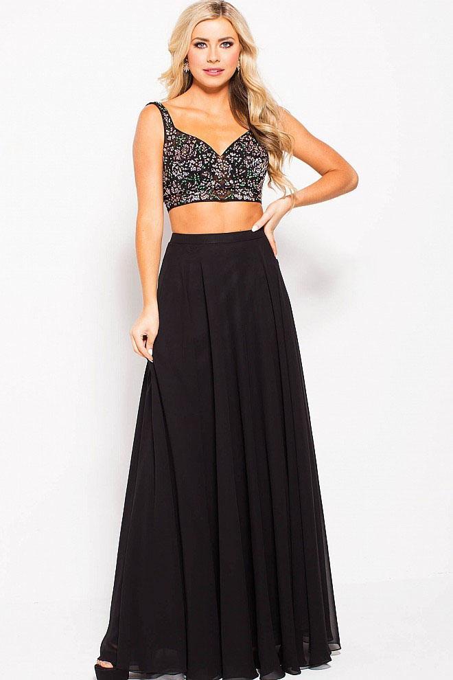 JVN60554 Two-piece Beaded Sleeveless Chiffon Gown