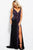 JVN57497 Deep V-Neck Embellished High Slit Gown