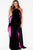 51846 Two Tone Velvet Halter Dress With High Low Overlay