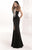 Tarik Ediz - Deep V-Neckline Long Dress 92403 in Black