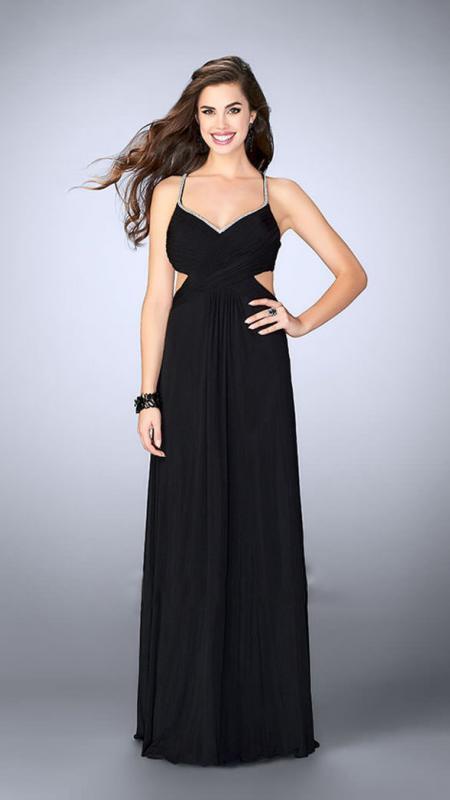 La Femme - Pretty Sleeveless Sweetheart Jersey Dress 23988 in Black