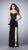 La Femme - Sultry Sleeveless Illusion V-Neck Beaded Jersey Dress 23935 in Black