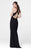 Tarik Ediz - Crisscross Back Fitted Long Gown 50023 in Black