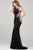 Jovani Trailing Floral Embroidered Sheath Gown - 1 pc Black/Multi In Size 4 Available in Black and Multi-Color