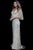 45241 Deep V-neck Beaded Tulle Sheath Dress