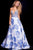58673 V-Neck Embellished Bodice Floral Prom Dress