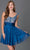 Alyce Paris  - 3639 Beaded Ruched Scoop Neck Cocktail Dress in Blue