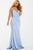 JVN55642 Plunging V-Neck Backless Jersey Gown