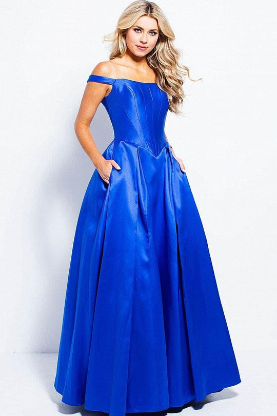 JVN51356 Off-Shoulder Mikado Ballgown