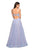 La Femme - 27636 Rhinestone Accented High Low A-line Dress In Blue