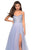 La Femme - 27636 Rhinestone Accented High Low A-line Dress In Blue
