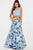 JVN48844 Two-Piece Bateau Neck Floral Print Gown