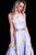 58672 Sleeveless Floral Printed Satin Prom Gown