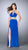 La Femme - Daring Sleeveless Beaded Halter Neck Jersey Dress 24003 in Blue