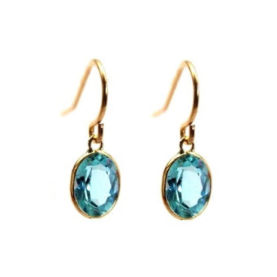 14k Gold Blue Topaz Drop Earrings