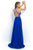 Blush - Jewel Embellished with Diamond Cutout Back Gown 10001 in Blue
