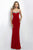 Blush - Sweetheart Paneled Jersey Sheath Gown 11012 in Red