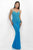 Blush - Embellished Illusion Jersey Sheath Gown 11023 in Blue