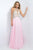 Blush - Embellished Halter Neck Chiffon A-Line Dress 11085 in Pink