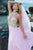 Blush - Embellished Halter Neck Chiffon A-Line Dress 11085 in Pink