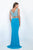 Blush - Embellished Bateau Neck TwoPiece Jersey Gown 11104 In Blue