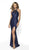 Blush by Alexia Designs - 11702 Embellished Floral Trumpet Dress In Blue