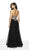 Blush by Alexia Designs - 11706 Applique Deep Neck Gown With Overskirt In Black and Gold