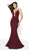 Blush by Alexia Designs - 11710 V Neck Keyhole Cutout Glitter Knit Gown In Red
