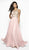 Blush by Alexia Designs - 11715 Beaded Jewel Neck Chiffon A-line Dress In Pink