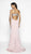 Blush by Alexia Designs - 11716 Embellished Deep V-neck Satin Dress In Pink