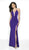 Blush by Alexia Designs - 11716 Embellished Deep V-neck Satin Dress In Purple