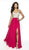 Blush by Alexia Designs - 11719 Two Tone V-neck Chiffon A-line Dress In Pink and Nude