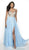 Blush by Alexia Designs - 11719 Two Tone V-neck Chiffon A-line Dress In Blue and Nude
