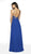 Blush by Alexia Designs - 11721 Beaded Deep V-neck Chiffon Aline Dress In Blue