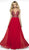 Blush by Alexia Designs - 11721 Beaded Deep V-neck Chiffon Aline Dress In Red