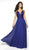 Blush by Alexia Designs - 11730 Beaded Deep V-neck Chiffon A-line Gown In Blue