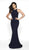 Blush by Alexia Designs - 11738 Strappy Back Glitter Knit Mermaid Gown In Blue