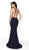 Blush by Alexia Designs - 11738 Strappy Back Glitter Knit Mermaid Gown In Blue