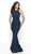 Blush by Alexia Designs - 11738 Strappy Back Glitter Knit Mermaid Gown In Blue and Green