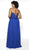 Blush Too by Alexia - 11757W Teardrop Motif High Slit Gown In Blue