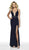 Blush by Alexia Designs - 11764 Embellished Glitter Knit Trumpet Dress In Blue