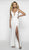 Blush by Alexia Designs - 11764 Embellished Glitter Knit Trumpet Dress In White