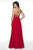 Blush by Alexia Designs - 11778 Beaded Plunging V-neck Chiffon Dress In Red