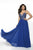 Blush by Alexia Designs - 11778 Beaded Plunging V-neck Chiffon Dress In Blue