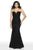 Blush by Alexia Designs - 11779 Lace Plunging V-neck Trumpet Dress In Black