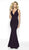 Blush by Alexia Designs - 11787 Glitter Knit Mermaid Dress With Train In Purple
