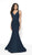 Blush by Alexia Designs - 11787 Glitter Knit Mermaid Dress With Train In Green