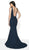Blush by Alexia Designs - 11787 Glitter Knit Mermaid Dress With Train In Green