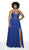 Blush Too by Alexia - 11793W Beaded Pleat-Ornate High Slit Gown In Blue